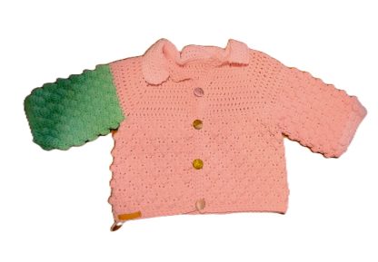 Handgemaakt vestje in roze en groen vanaf 1 jaar NEW