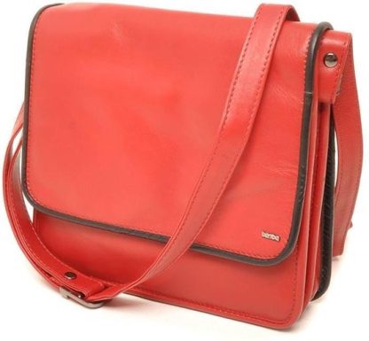 Berba Leren overslag tas rood zwart B002 (uitverkocht)