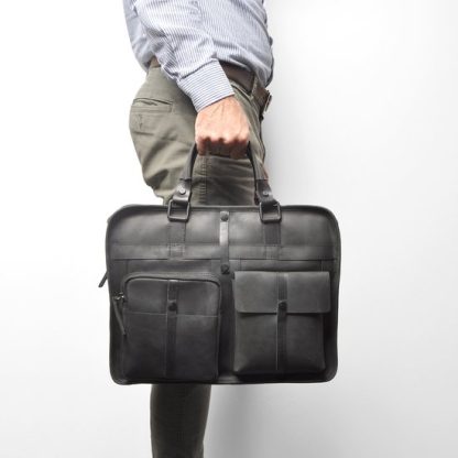 Berba 2 vaks laptop business tas Ruvido zwart B021 - Afbeelding 2