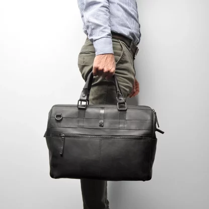 Berba stoere, trendy laptoptas Ruvido zwart B022 (uitverkocht) - Afbeelding 2