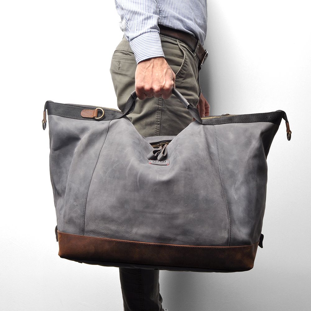 Berba Barbarossa leren reistas / weekender grijsblauw B053 - Afbeelding 8