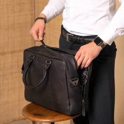 Chesterfield laptoptas, businesstas BOSTON zwart C004 - Afbeelding 4