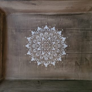 2b. Dienblad old brown met ronde mandala stip sjabloon DBB01