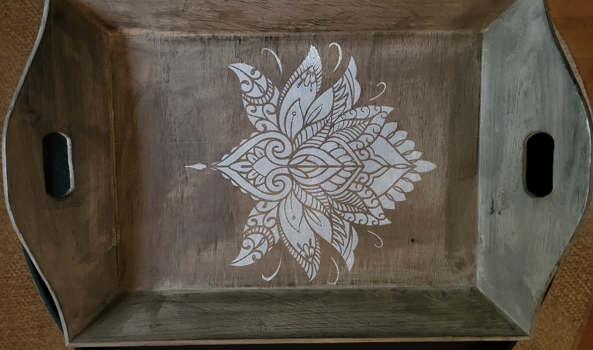 2. Dienblad old brown met lotusbloem sjabloon DBB02 - Afbeelding 5