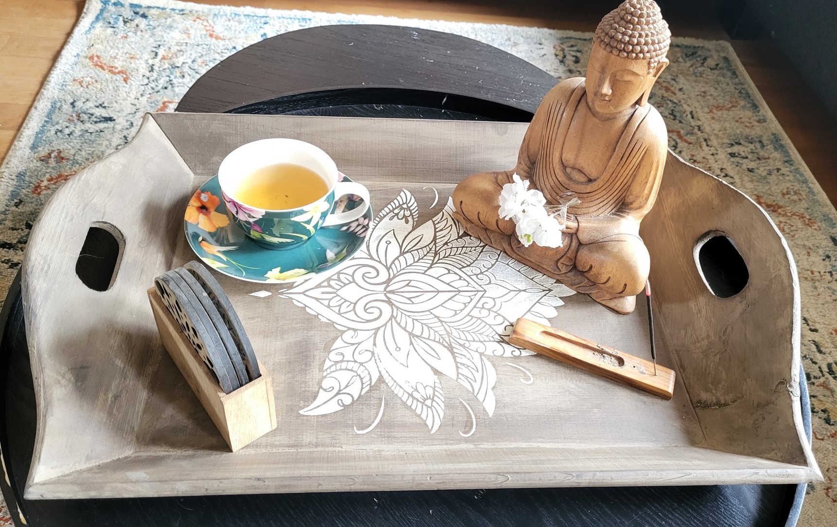 2b Dienblad old brown met Mandala ketting DBB03 - Afbeelding 6