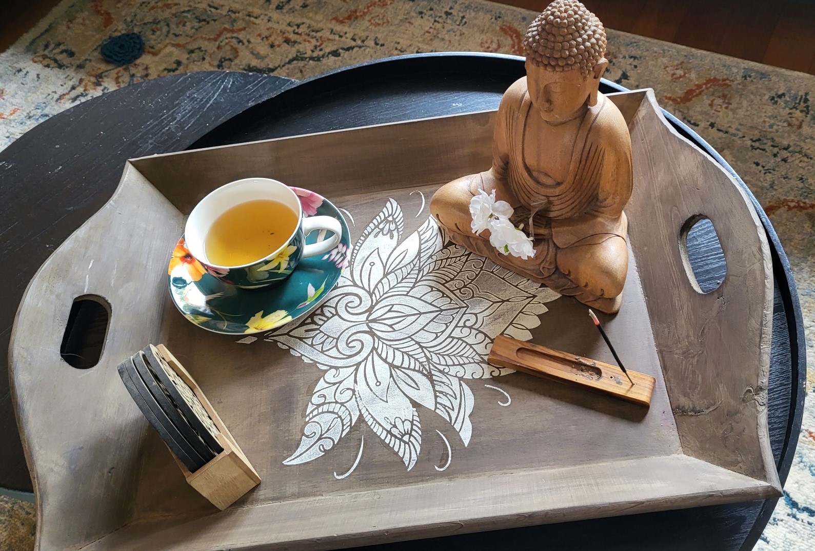 2b Dienblad old brown met Mandala ketting DBB03 - Afbeelding 7