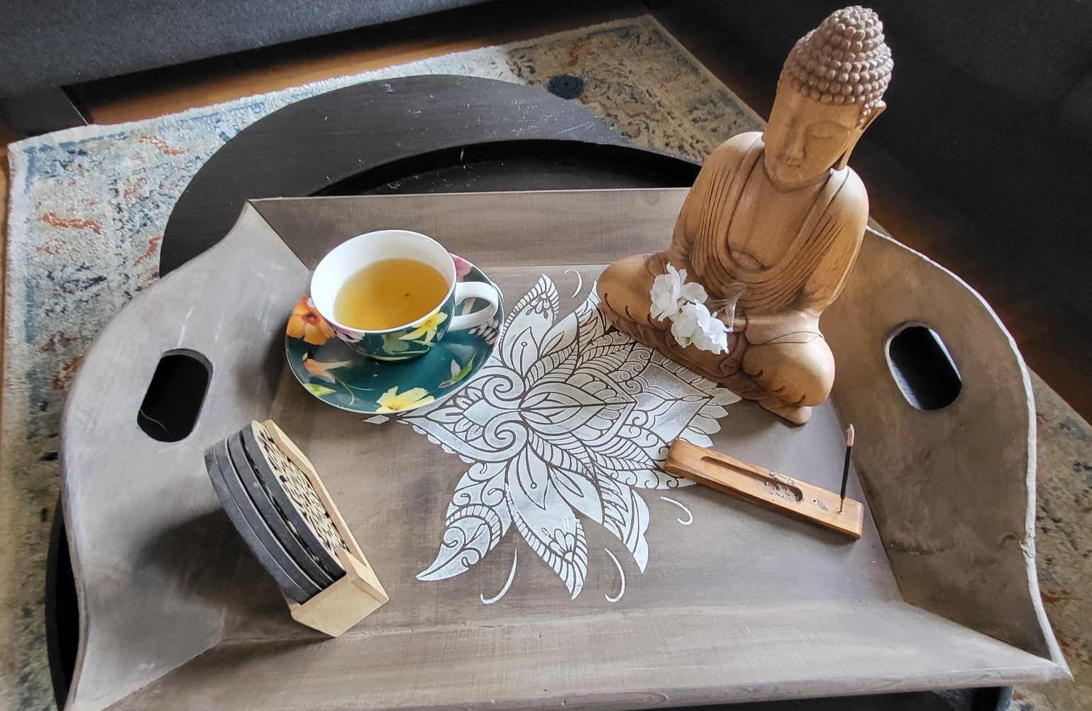 2b Dienblad old brown met Mandala ketting DBB03 - Afbeelding 4