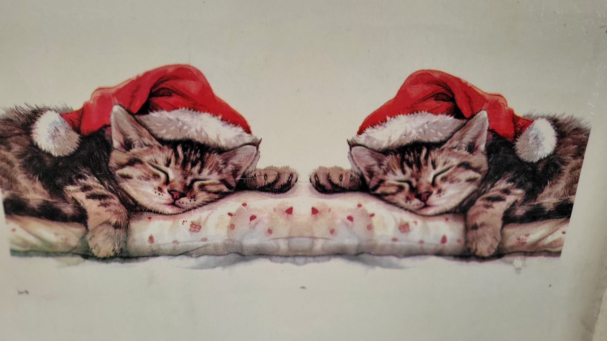 1. Dienblad met decoupage techniek DB010 poezen kerstmuts - Afbeelding 4