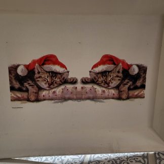 1. Dienblad met decoupage techniek DB010 poezen kerstmuts