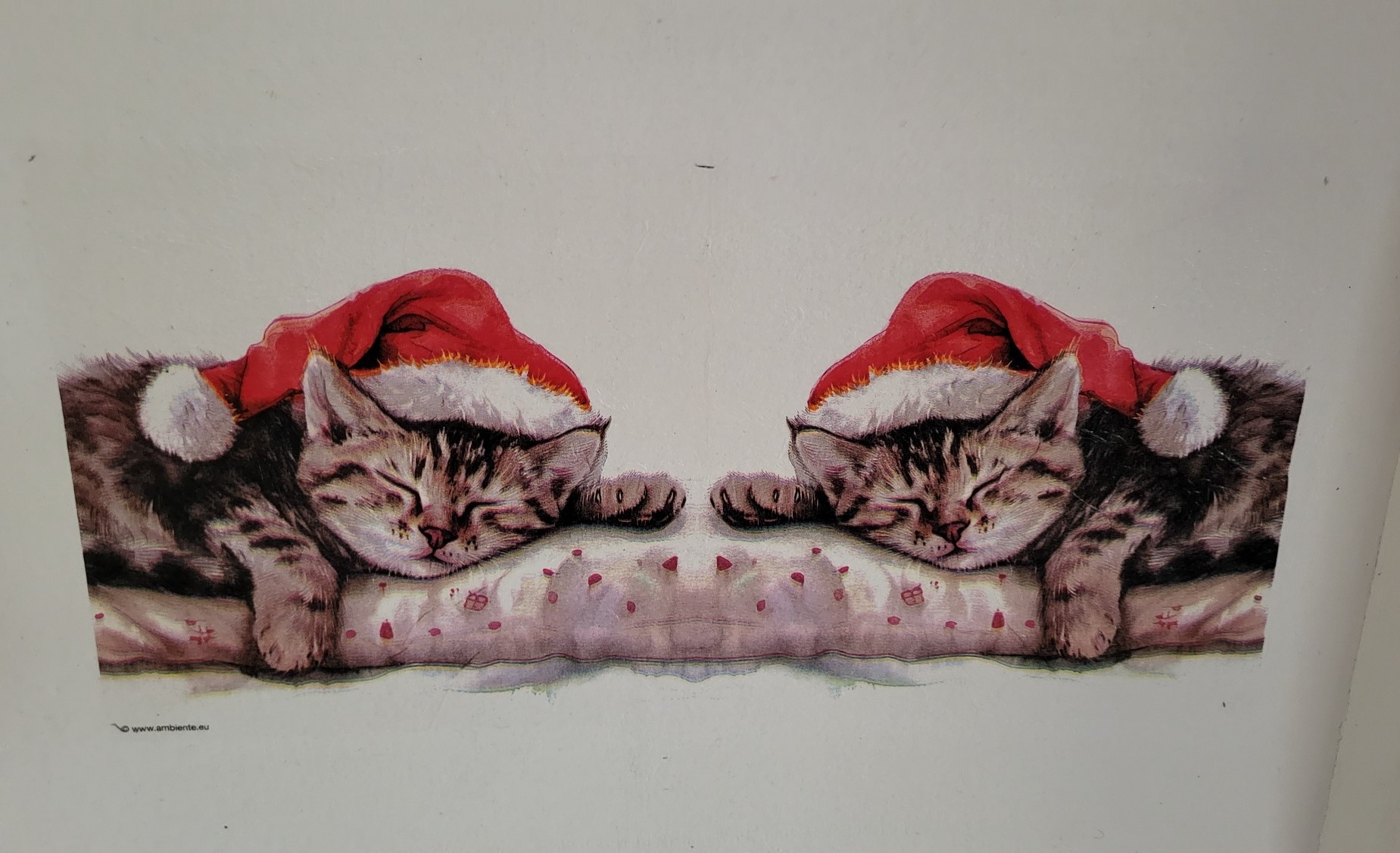 1. Dienblad met decoupage techniek DB010 poezen kerstmuts - Afbeelding 2