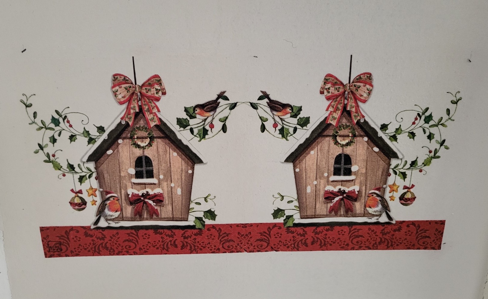 1. Dienblad met decoupage techniek DB08 Roodborstje met vogelhuis - Afbeelding 2