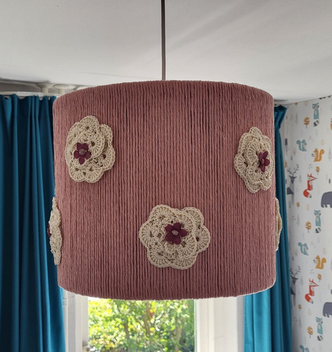 Lampenkap roze met bloemen - Afbeelding 2