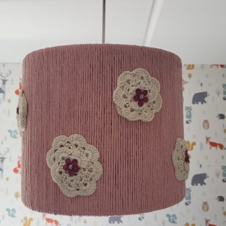 Lampenkap roze met bloemen