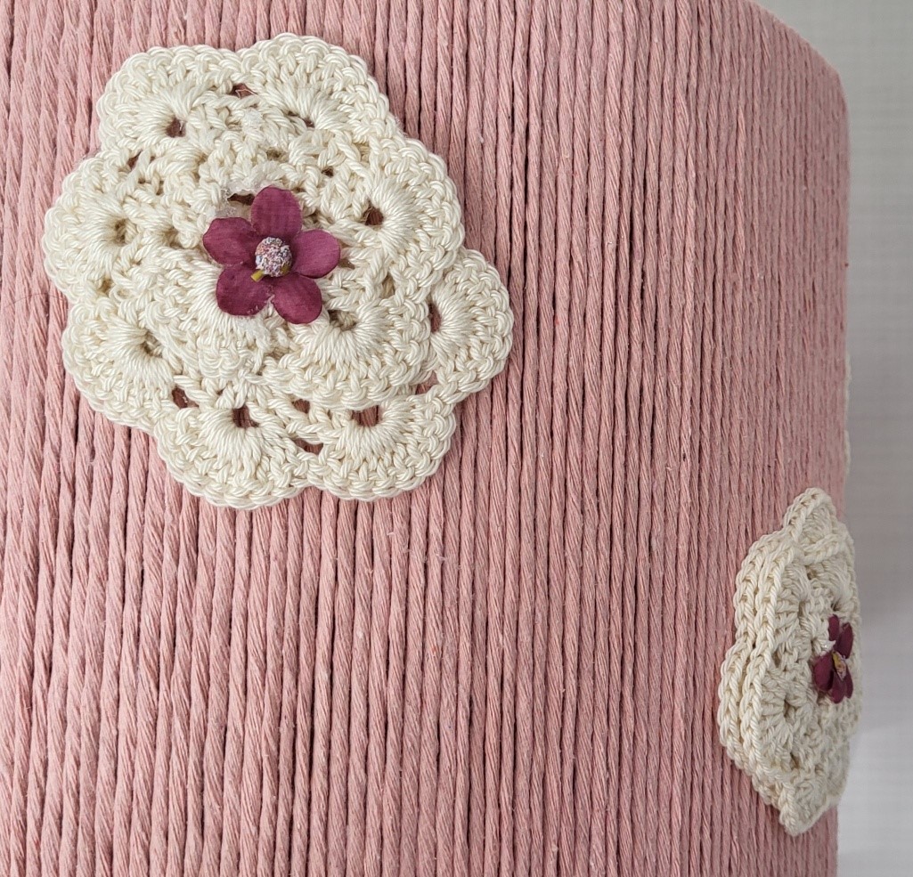 Lampenkap roze met bloemen - Afbeelding 4