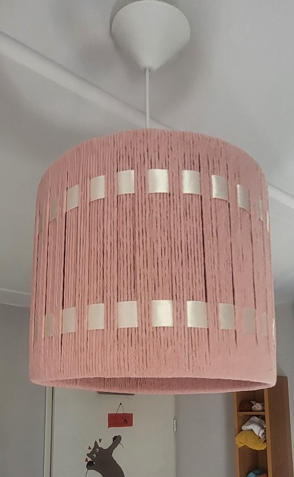 Lampenkap roze met satijnen lint - Afbeelding 5