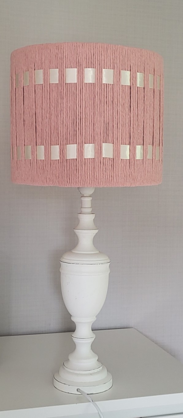 Lampenkap roze met satijnen lint - Afbeelding 3