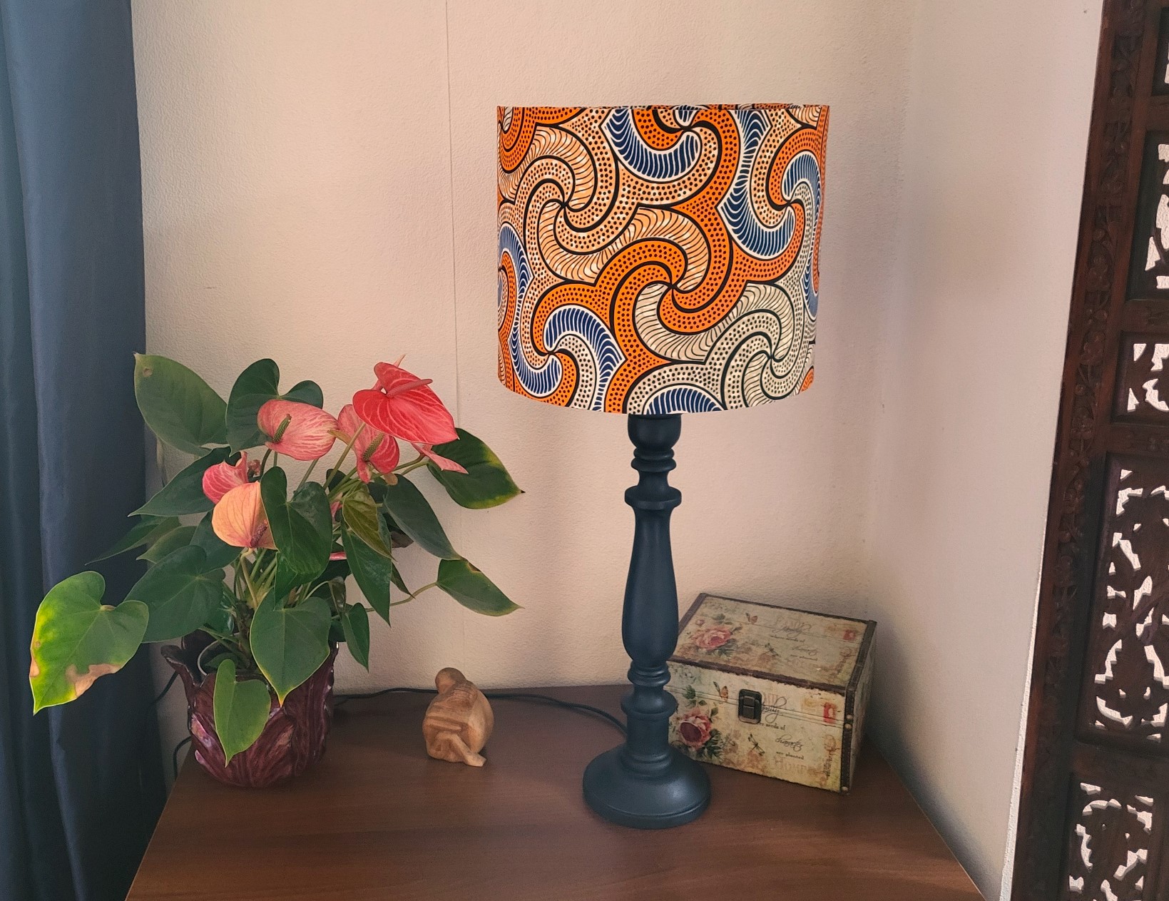 A. Prachtige lampenkap van Afrikaanse wax print stof - Afbeelding 6
