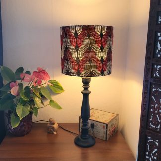 A. Prachtige lampenkap Afrikaanse wax katoen rood/zwart/wit