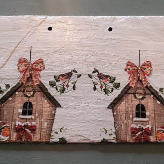 Wanddecoratie kerst vogelhuisjes