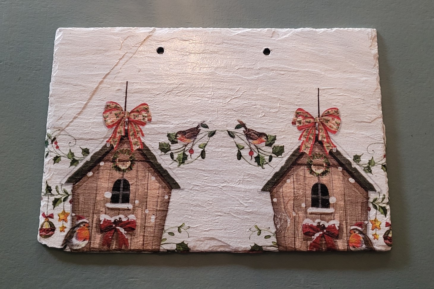 Wanddecoratie kerst vogelhuisjes